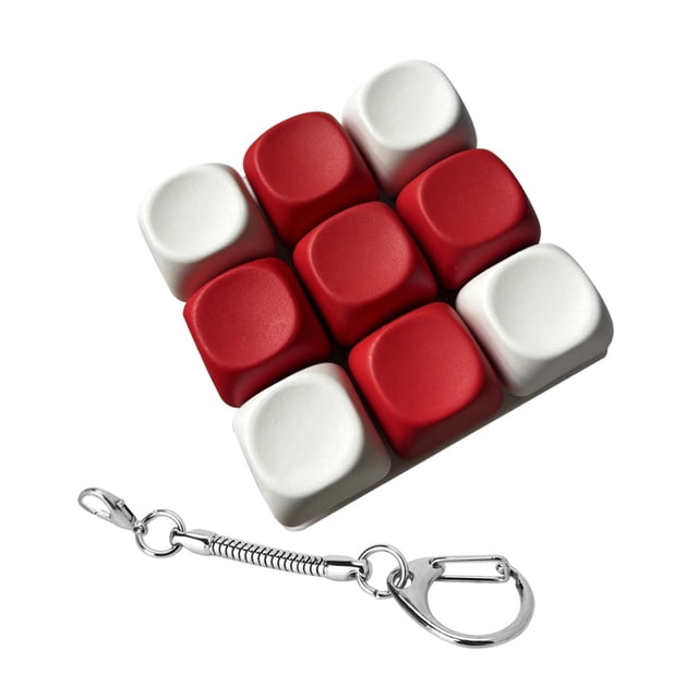 Milaget Clavier Jouet Sensoriel Clavier Bouton Touche Clavier Porte-Clés Anti-Stress en Blanc et Rouge. base Carrée Compacte à 9 Touches Fabriquée en Matériau PP durable, Conçue pour la Détente et l'Amélioration de la Concentration. Comprend un Porte-Clés Argenté pour la Portabilité, Convient aux Passionnés de Clavier et comme Accessoire de Bureau.