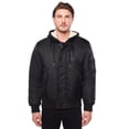thumbnail image 1 of Dark Black Men's Hooded Bomber Jacket, 1 of 6