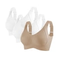 thumbnail image 1 of 3 Pack Women Plus Size Push-Up Bras No Underwire T-Shirt Bralettes Ribbed Full Coverage Sports Everyday Bras Multicolor, 40/90BCD, 1 of 5