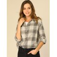 thumbnail image 2 of INSPIRE CHIC Women's Plaid Shirts Button Down Long Sleeve Pockets Oversized Tunics Blouse, 2 of 6
