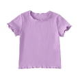 thumbnail image 2 of AherBiu Girls T Shirts Ruffle Short Sleeve Tops Cotton Soft Tee Tops Crewneck Casual Solid Color Tshirts 1-9 Years, 2 of 4