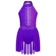 thumbnail image 3 of Runhomal Robe de Danse Ballet Sans Manches pour Filles Enfants, Robe de Patinage Artistique, Justaucorps de Gymnastique, Ballerine, Violet 10, 3 of 6