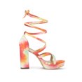 thumbnail image 3 of BLISSFUL STEP Women's Tie Dye High Heel Sandal Platform Block Heel Prom Sandals Orange 9, 3 of 8