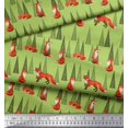 thumbnail image 3 of Soimoi Green Heavy Satin Fabric Artistic Tree & Wolf Animal Decor Fabric Printed Yard 54 Inch Wide, 3 of 5
