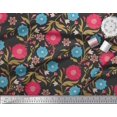 thumbnail image 2 of Soimoi Modal Satin Fabric Leaves & Floral Artistic Print Fabric by the Yard 42 Inch Wide, 2 of 5