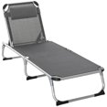 thumbnail image 1 of Outsunny Chaise Longue Pliante avec Appuie-Tête et Dossier Réglable - Ensemble de 1, Gris, 1 of 10