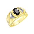 thumbnail image 3 of RYLOS Men's Rings 14K Yellow Gold Ring Classic Designer Style 8X6MM Oval Gemstone & Diamond Ring Onyx October Birthstone Rings For Men Size 12, 3 of 7