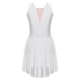 thumbnail image 1 of RUNQHUI Girls' Rhinestones Ice Figure Skating Dress Sleeveless Gymnastics Asymmetrical Competition Dancewear White 14, 1 of 6