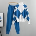thumbnail image 1 of Weiqiqre Womens Turtleneck Sweater Checkered Color Block Knit Trendy Blouses & Shirts Sets, 1 of 8