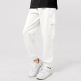 thumbnail image 4 of MIASHUI Girls Sweatpants Unisex Children Cargo Pants Kids Solid Color Trousers,White,9-10 Years, 4 of 4