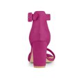 thumbnail image 2 of BLISSFUL STEP Women's Shoes Ankle Strap Block Heel Buckle Open Toe Sandals Hot Pink 9, 2 of 7