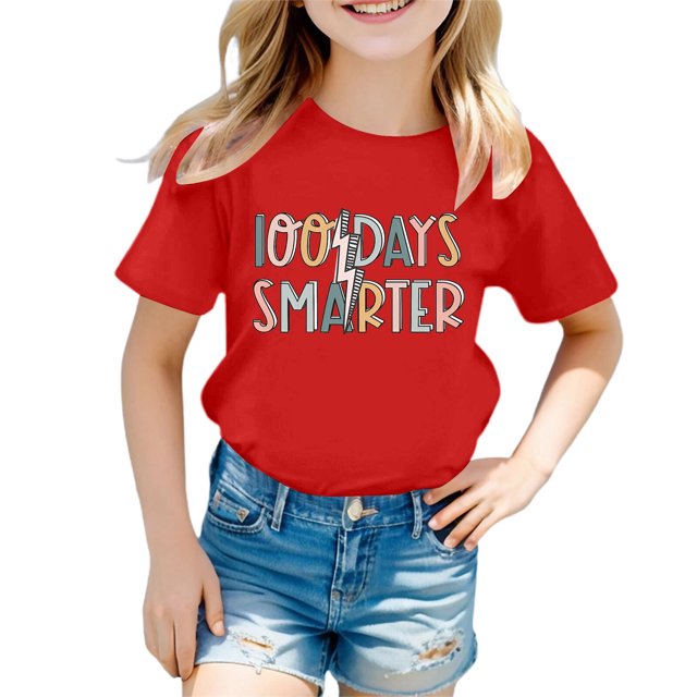 Pyjamas pour Filles Taille 12 Shorts Camisole pour Tout-Petits Mode Décontractée Imprimé Col Rond Manches Courtes T-Shirt Haut