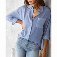 thumbnail image 1 of Chemise à Rayures pour Femmes Automne, Blouse d'Affaires Décontractée à Manches Longues avec Poche Poitrine, 1 of 7