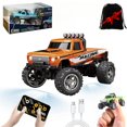 thumbnail image 1 of Mini Rc Monster Truck  1/64 Scale Monster Truck with Lights  2.4Ghz Remote Control Car Rechargeable Mini Monster Truck Rc  Alloy Rc Semi Truck for Kids Gifts  Speed Adjustable, 1 of 7