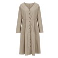 thumbnail image 4 of Gspmoly Robes d'Été, Mode Femmes Col en V Uni Manches Longues Bouton Robe Décontractée Longueur Genou Robes Formelles pour Femmes Liquidation, 4 of 6