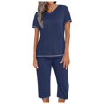 thumbnail image 1 of HNMKIU Pyjama Grande Taille pour Femmes Ensemble de Pyjama Deux Pièces Col en V et Shorts, 1 of 4