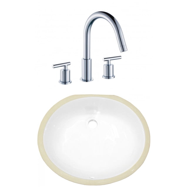18.25-in. W CSA Oval Bathroom Undermount Sink Set In White - Chrome Hardware AI-23040