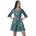 thumbnail image 1 of Moomaya Robe Courte à Cordon Imprimée pour Femmes, Col en V, Manches à Volants, Robe d'Été, 1 of 4