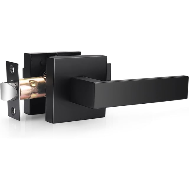 Matte Passage Door Levers Square Hall Closet Door Handles Heavy Duty Interior NonLocking Lever Sets Reversible for Right/Left Handed Door