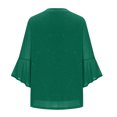 thumbnail image 3 of Meichang Womens Ruffle 3/4 Sleeve Notch V Neck Double Layers Mesh Blouses Loose Fit Flowy Tunic Tops Solid Lightweight Work Shirts on Clearance, 3 of 6