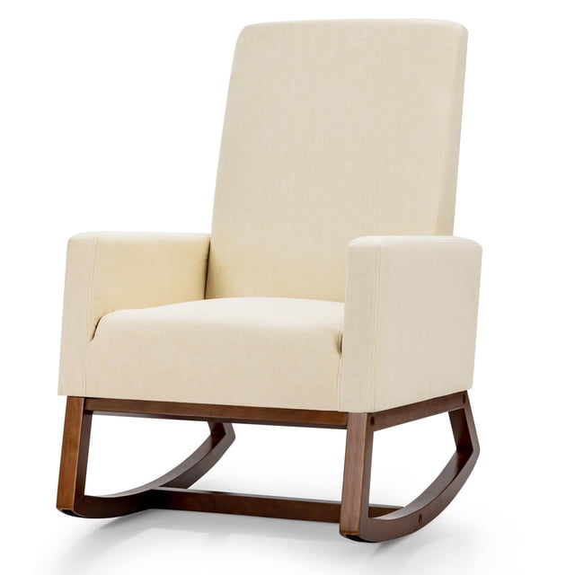 Giantex Rocking Chair, Living Room Padded Chair for Nursery, Home Office & School Use, Beige