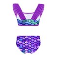 thumbnail image 2 of Sxiwei Little Gilrs Two Pieces Fish Scales Tankini Swimsuits Ruffle Top Bottoms Bathing Suit Purple 10, 2 of 6