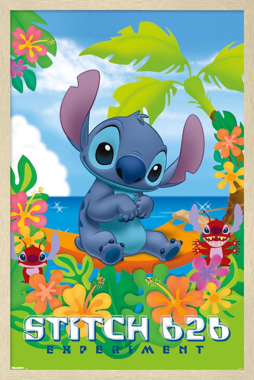 Disney Leroy and Stitch - Beach Wall Poster, 22.375" x 34" Framed