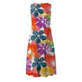 thumbnail image 4 of HKEJIAOI Liquidation des Ventes Robe Fleurie pour Femmes Robe d'Anniversaire Femmes Sans Manches Col Rond Imprimé Poche Grande Taille Robe de Nuit Longue Robes Amples Robe Orange, 4 of 5