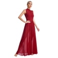 thumbnail image 1 of RUNQHUI Robe de Danse Lyrique Longue pour Femmes, Superposition Torsadée, Danse Moderne Contemporaine, Bourgogne G, 1 of 7