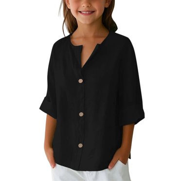 FDDMis White Tshirt Cute Tops for Girls 10-12 Youth Black Tshirt Tight Shirt Girls Clothes 4t Teen Clothes Tween Clothes, Black 7-8 Years