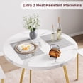 thumbnail image 3 of Towallmark 1 Table 2 Chaises MDF Table à Manger Ronde et Chaises Ensemble de Table de Cuisine pour Petit Espace Appartement Marbre Doré Blanc, 3 of 8