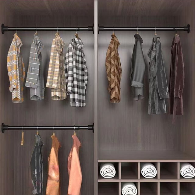 Birdeem Tringle à Rideau Télescopique à Tension, Tringle de Douche Sans Perçage à Longueur Réglable de 19,68 à 31,50 Pouces, Tringle de Garde-Robe en Métal Robuste pour l'Organisation de l'Espace, Noir
