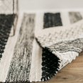 thumbnail image 1 of Set of 2 Woven Black, Beige And White Striped Cotton Rug, 1 of 3