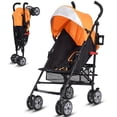 thumbnail image 4 of Patiojoy Lightweight Foldable Baby Stroller Aluminum frame proof UV canopy Orange, 4 of 10