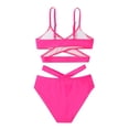 thumbnail image 3 of MIASHUI Girls 2 Piece Swimsuits Solid Spaghetti Strap Bikini Set Beach Bathing Suit,Hot Pink,11-12 Years, 3 of 6