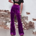 thumbnail image 4 of AherBiu Women's High Waisted Velour Bell Bottom Pants, Solid Color, Small US: 4, 4 of 7