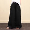 thumbnail image 2 of Leutsin Women Loose Solid Color Casual Wide Leg Pants Cotton Linen Trousers, 2 of 8