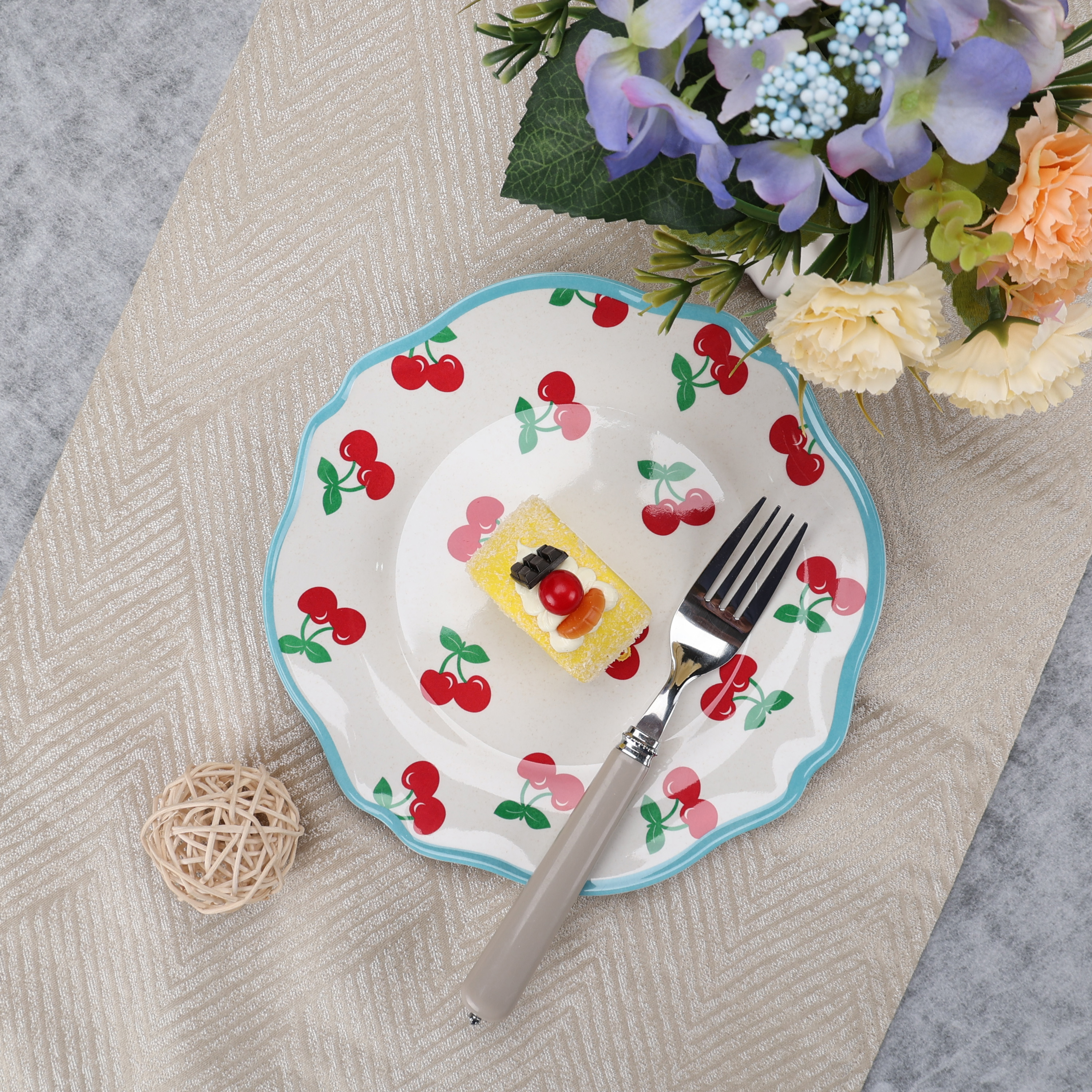 Hometrends Assiette à Salade en Bambou Mélamine Cerise 8.375 Inch