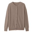 thumbnail image 4 of Baberdicy Haut en Tricot Uni pour Femme, Cardigan à Col Rond Ouvert à l'Avant, Cardigan Uni à Col Rond, Chandail en Tricot Décontracté, Haut de Tous les Jours Café TTG, 4 of 5