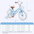thumbnail image 3 of Costway Vélo pour Enfants 16 Pouces Bicyclette Ajustable pour Tout-Petit avec Roues Stabilisatrices pour Fille de 4 à 7 Ans Bleu, 3 of 10