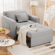 YODOLLA 3-in-1 Sleeper Sofa Bed Chair,Pull Out Couch for Living Room,Lounge Chair Indoor in Light Gray