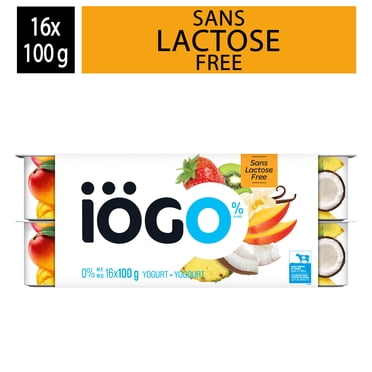 iÖGO Yogurt Strawberry-Kiwi, Mango, Coconut-Pineapple-Banana, Vanilla , Lactose-Free , Yogurt Cups, 0%