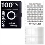 100 Enveloppe le défi d'économie d'argent, 100 Enveloppe défi Binder, Binder d'économie d'argent, Livre de budget (noir),1 * Challenge Kit de briquet d'économie d'argent, Noir