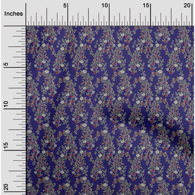 oneOone Cotton Silk Fabric Leaves & Floral Block Printed Craft Fabric BTY 42 Inch Wide