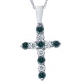 thumbnail image 1 of 1/2ct Blue & White Diamond Cross Pendant 14K White Gold W/ 18" Chain, 1 of 1