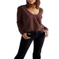 thumbnail image 1 of Women‘s Causal T-Shirt V Neck Long Sleeve Loose Fit Tops Solid Color Blouse Basic Tees, 1 of 5