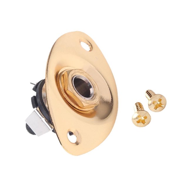 Oval 1/4" 6.35mm Electric Guitar Ukulele Electric Guitar Accessory Output Input Jack Plug Socket gold