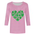 thumbnail image 4 of T-Shirt Ample à Manches Trois-Quarts et Col Rond Imprimé pour la Saint-Patrick pour Femmes, 4 of 6