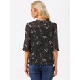 thumbnail image 4 of INSPIRE CHIC Women's Floral Print Chiffon Ruffle 3/4 Sleeve Flowy Blouse, 4 of 6