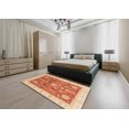 thumbnail image 4 of Ahgly Company Tapis d'Intérieur Carrés Abstraits Orange Rouge de Style Oriental, 8 Pieds Carré, 4 of 6